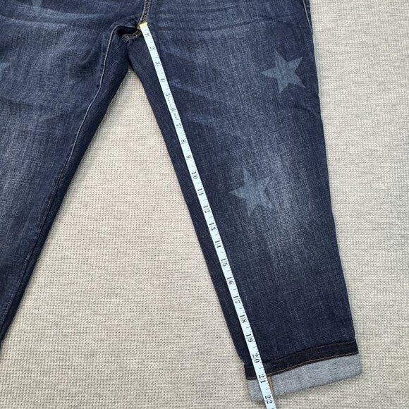 Cabi Womens Blue Denim Stars Slim Fit Boyfriend Jeans Cropped Rolled Cuffs Sz 6 - Picture 12 of 15